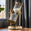 Elegant Hourglass Timer with Rotating Crown – Decorative Sand Timer for Home and Office, Glass and Metal