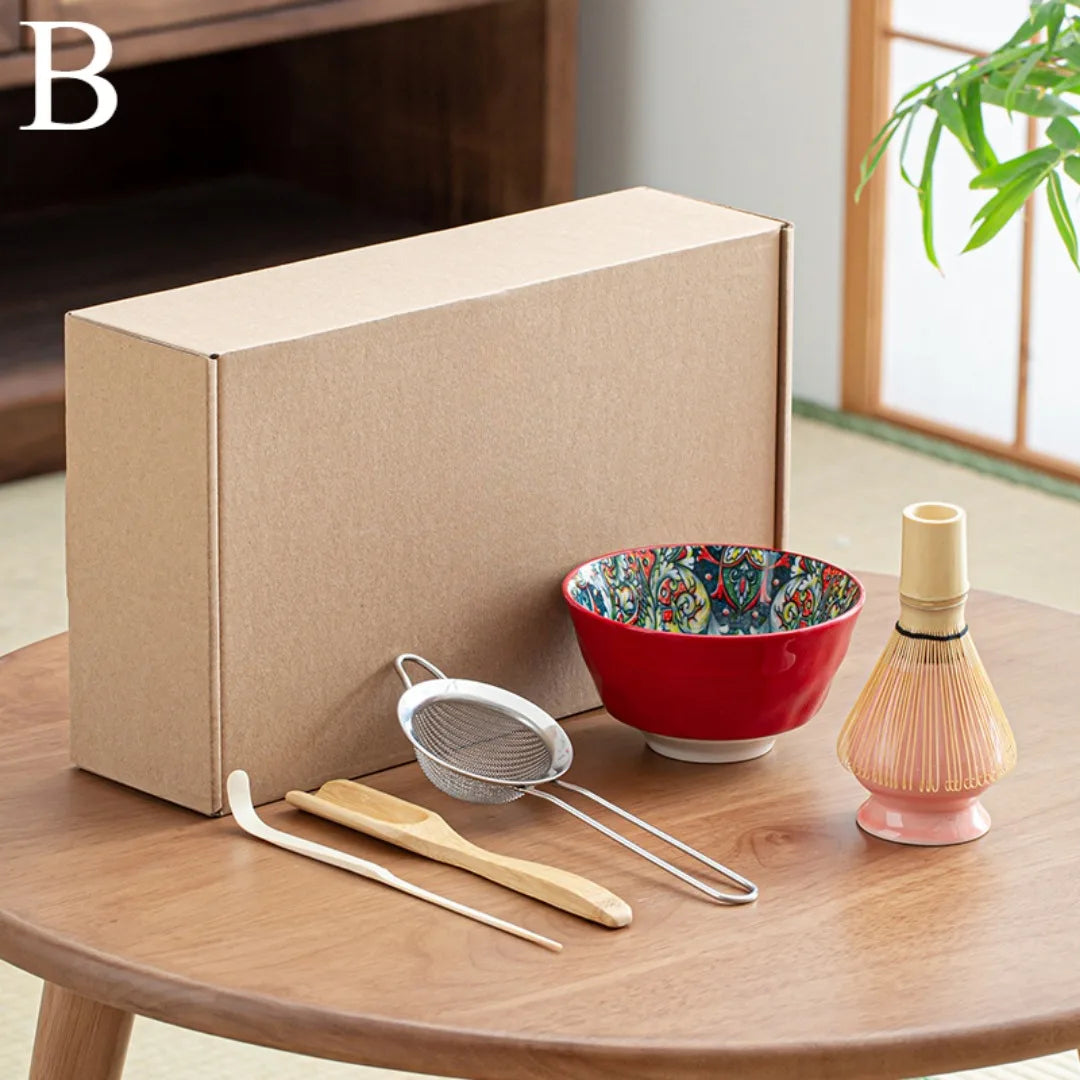 Japanese 6-Piece Matcha Set with Bowl and Whisk – Luxury Matcha Tea Set for Perfect Preparation and Gifting