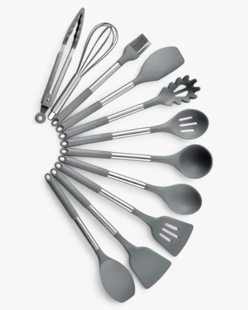 Silicone utensil set – 13-piece –  Heat resistant – Beige latte kitchen tools