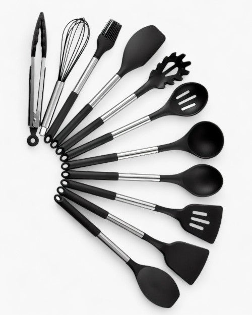 Silicone utensil set – 13-piece –  Heat resistant – Beige latte kitchen tools