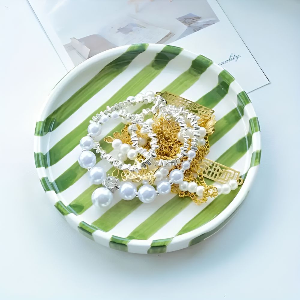 Silva Ceramic Stripe Jewelry Tray