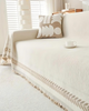 Sofa cover – Durable fabric – Textured neutral design – Elegant couch protection for living room