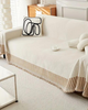 Sofa cover – Durable fabric – Textured neutral design – Elegant couch protection for living room