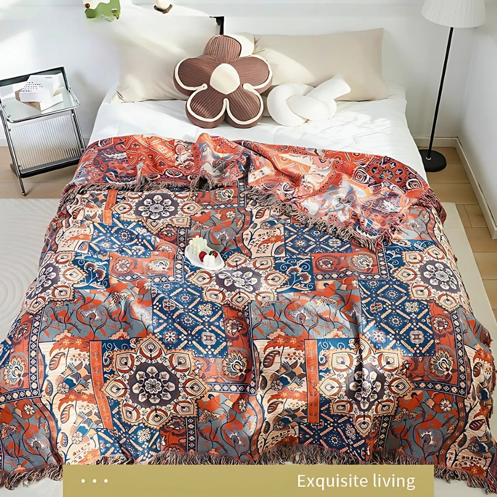 Solea Floral Jacquard Cotton Throw Blanket