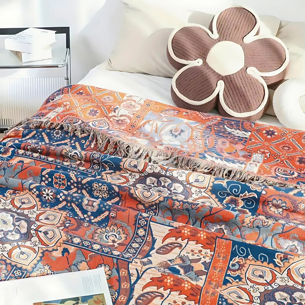 Solea Floral Jacquard Cotton Throw Blanket