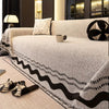 Brown woven sofa cover with black border design, modern couch protector for living room furniture and home decor