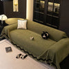 Brown woven sofa cover with black border design, modern couch protector for living room furniture and home decor