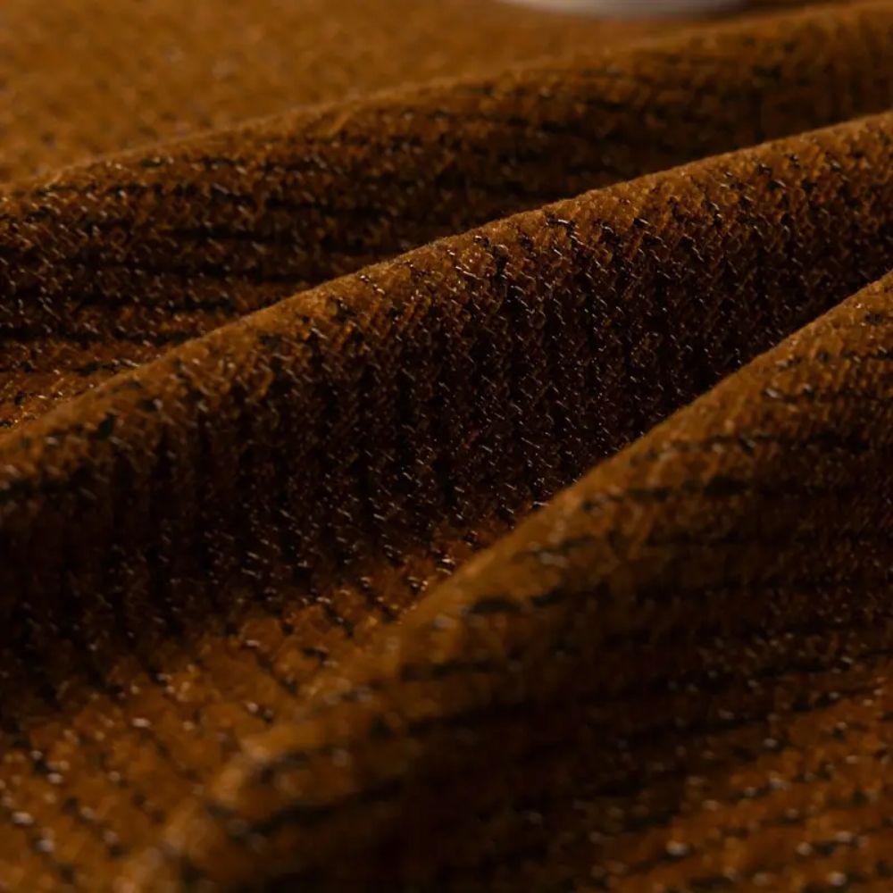 Brown woven sofa cover with black border design, modern couch protector for living room furniture and home decor