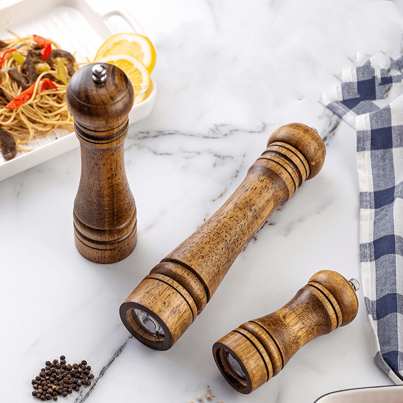 Spice grinder – Solid wood – Adjustable ceramic core – Manual salt and pepper mill for fresh seasoning
