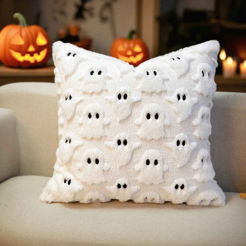 Spooky Ghost Plush Halloween Cushion Cover