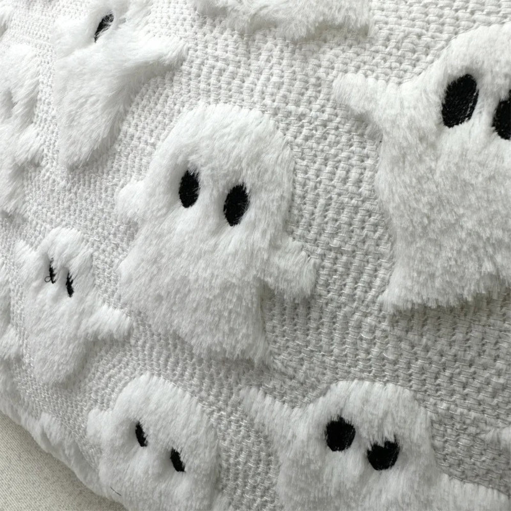 Spooky Ghost Plush Halloween Cushion Cover