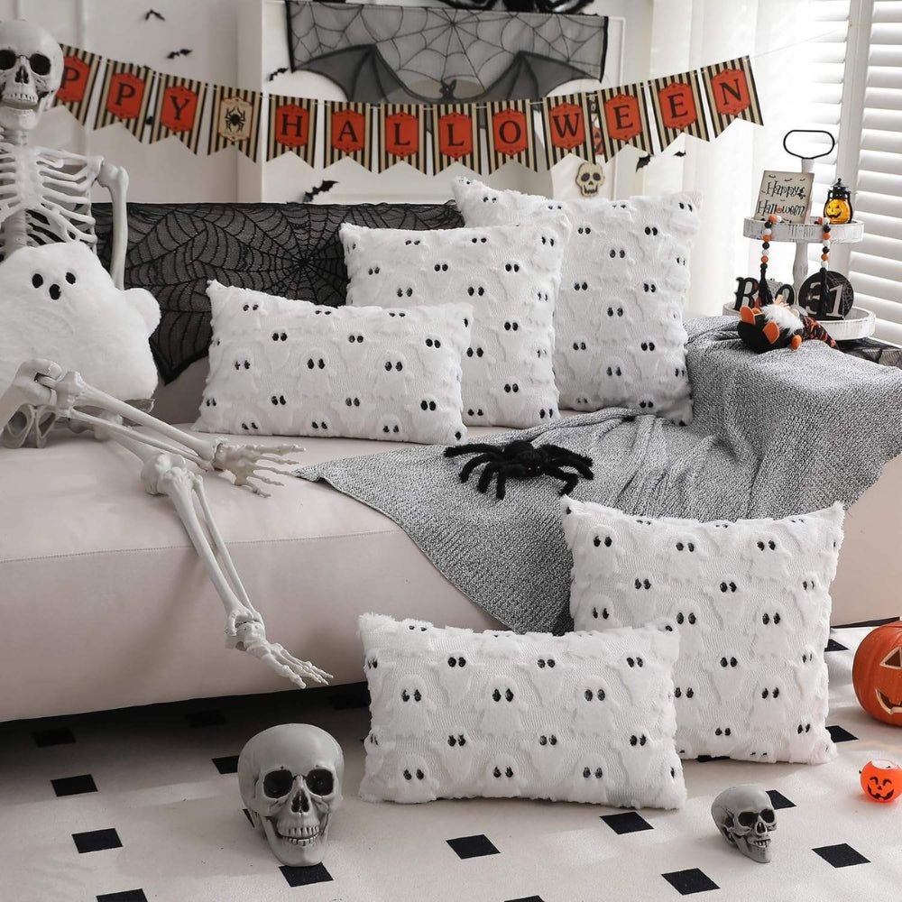 Spooky Ghost Plush Halloween Cushion Cover