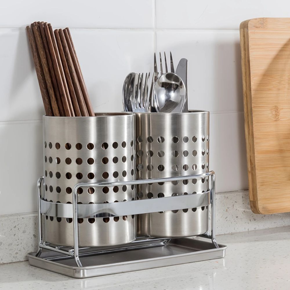 Stainless Steel Utensil Holder with Hole