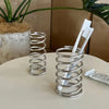 Stainless steel spiral makeup brush holder, modern cosmetic organizer stand for vanity or bathroom storage