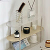 Stainless steel spiral makeup brush holder, modern cosmetic organizer stand for vanity or bathroom storage