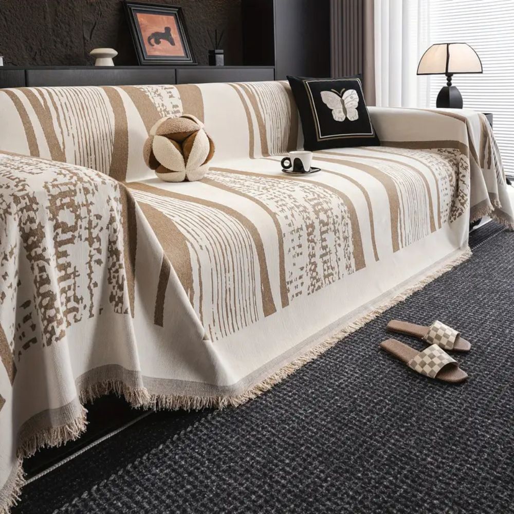 Stone Bohemian Fringe Sofa Cover