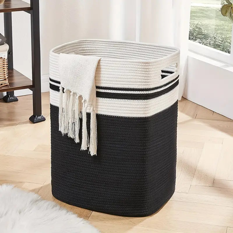 Storage basket – Cotton – Foldable design – Versatile home organizer – 15 x 12 x 18 in