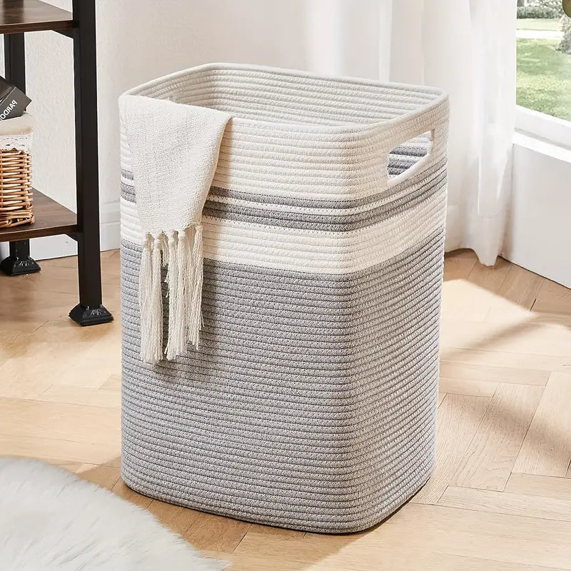 Storage basket – Cotton – Foldable design – Versatile home organizer – 15 x 12 x 18 in