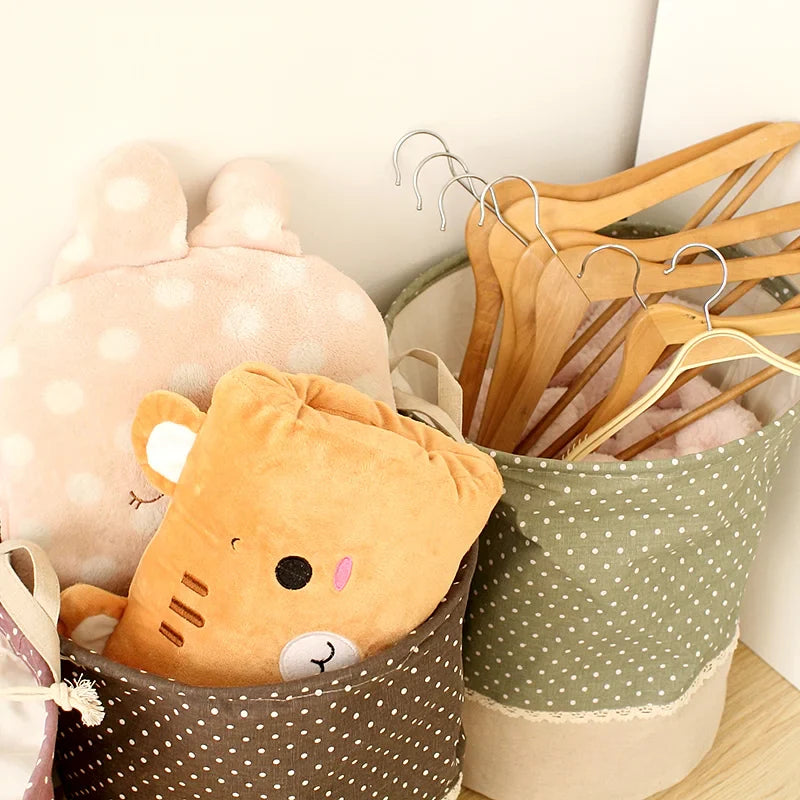 Storage basket – Durable linen – Natural color – Multi-functional for laundry and toys – Stackable design