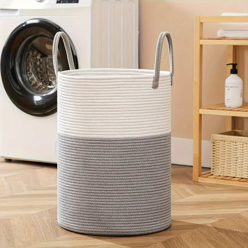 Storage basket – Durable woven rope – Modern design – Multi-use laundry hamper – 15.7 x 23.6 in