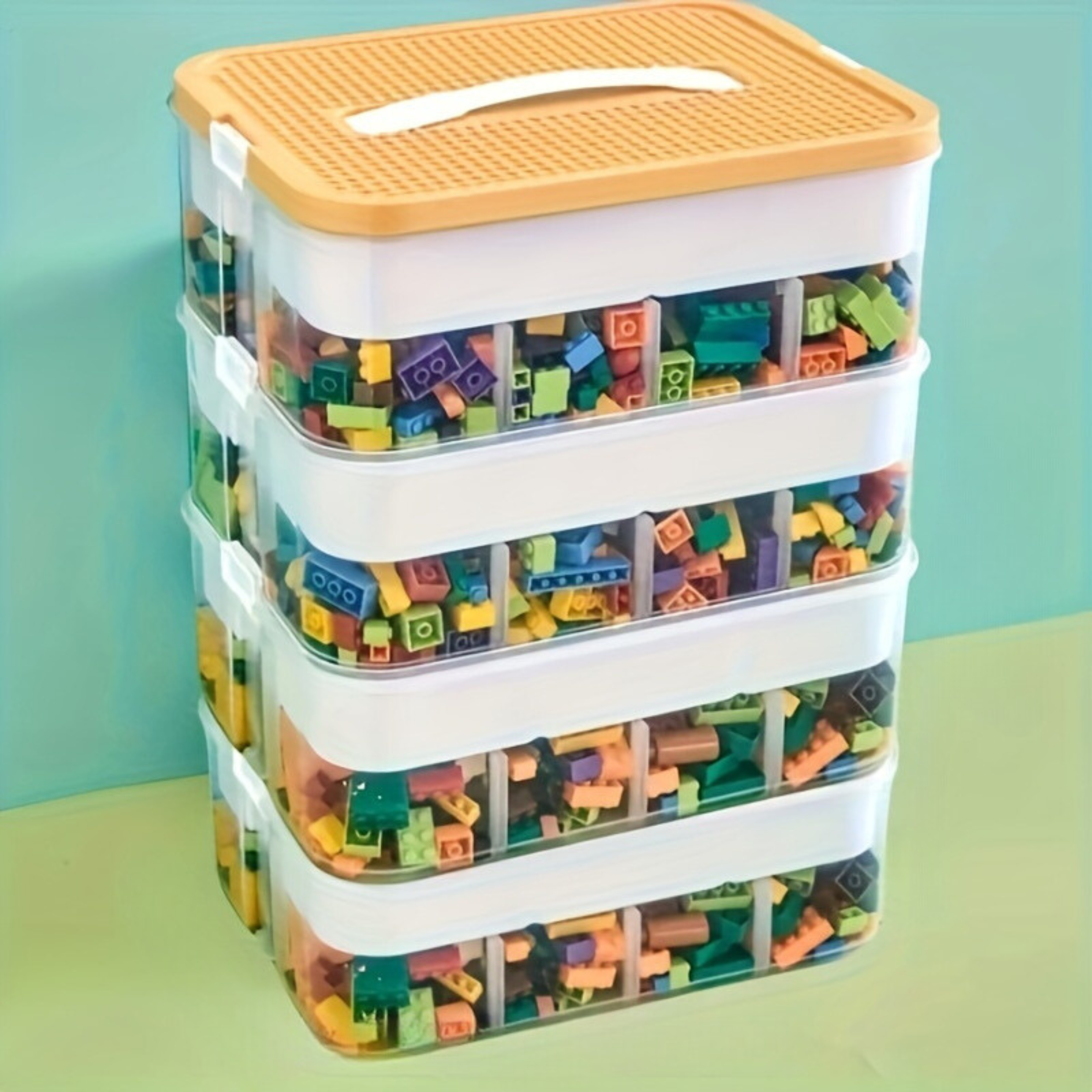 Storage organizer – Durable plastic – Stackable design – Ideal for toys and small items – Modern home or kids' room solution