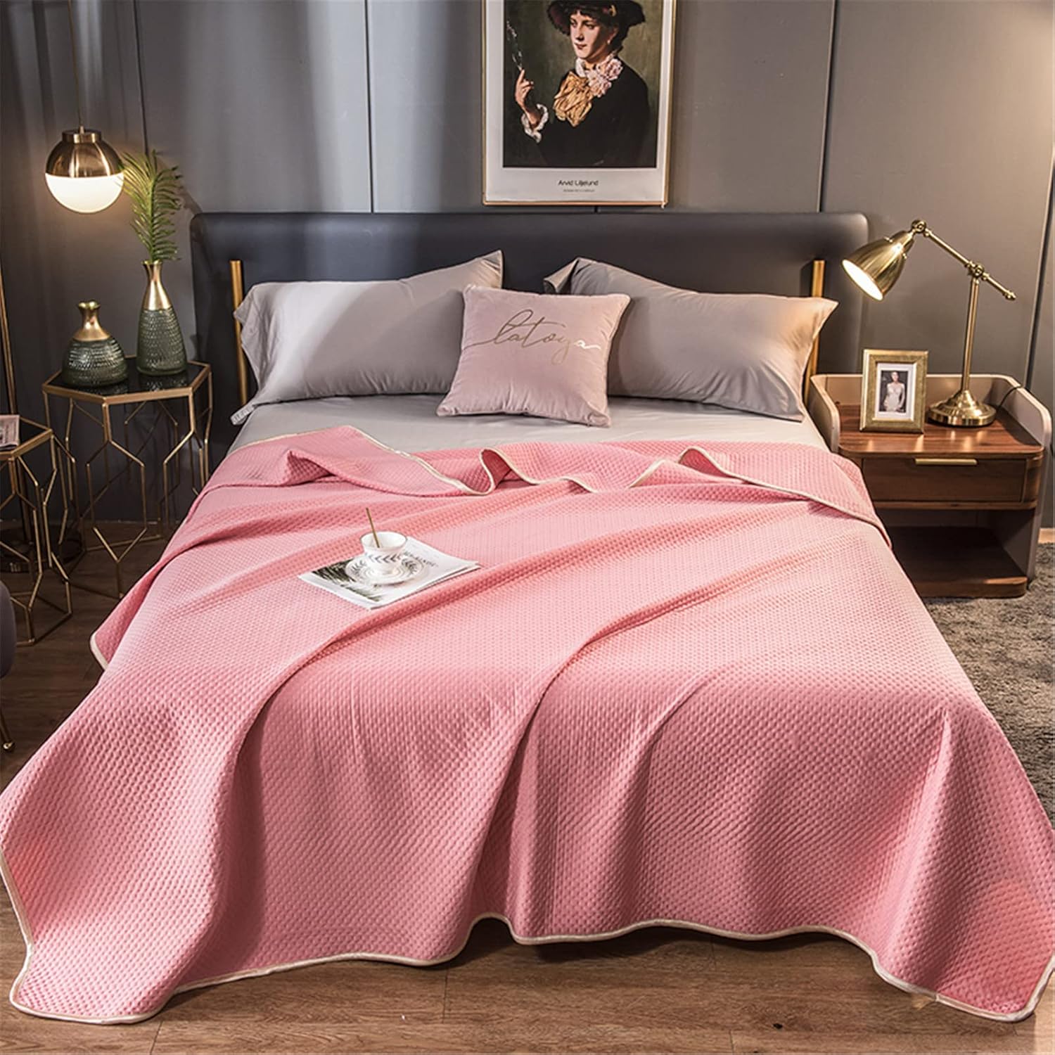 Summer quilt – Lightweight fabric – Blush color – Elegant bedding for warm nights