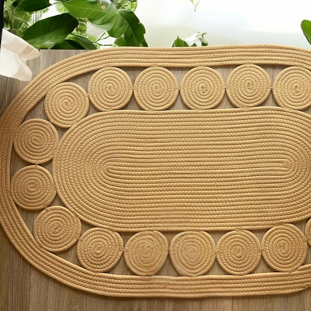 Sun Spiral Oval Boho Rug
