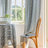 Light blue sheer curtains with tiebacks, elegant window drapes for living room or bedroom home decor