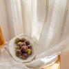 Light blue sheer curtains with tiebacks, elegant window drapes for living room or bedroom home decor