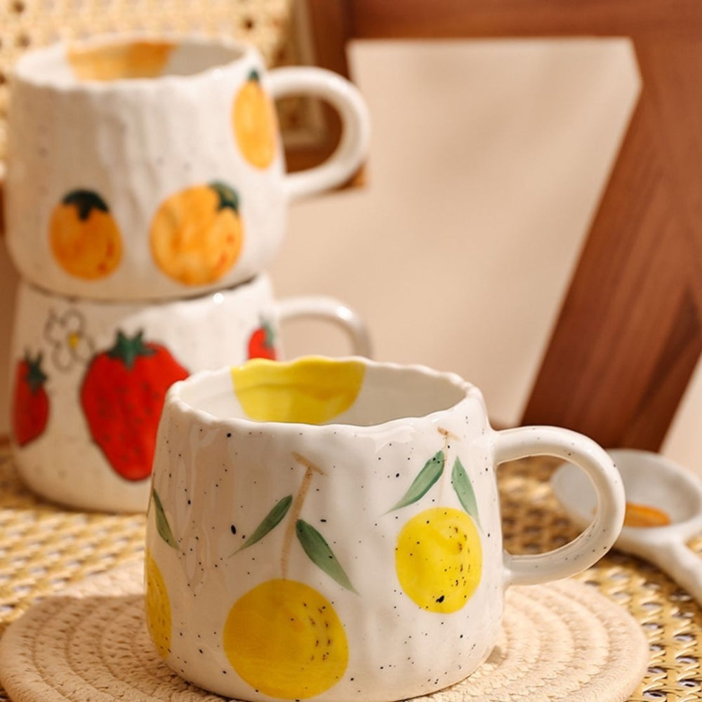 Sunny Fruit Ceramic Coffee Mug Set