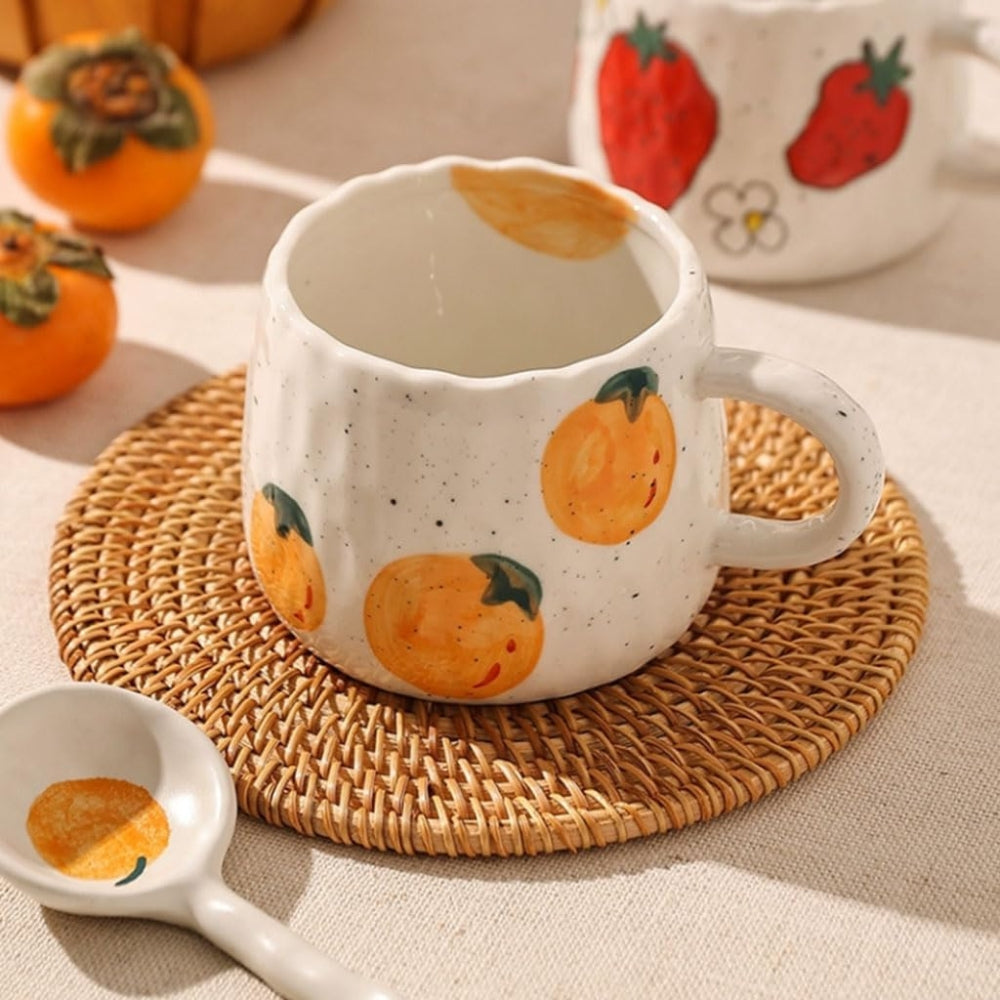Sunny Fruit Ceramic Coffee Mug Set