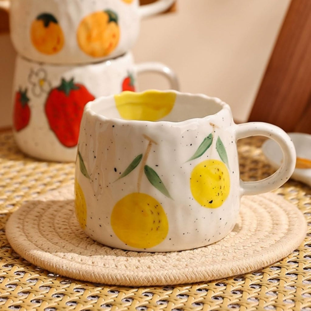 Sunny Fruit Ceramic Coffee Mug Set