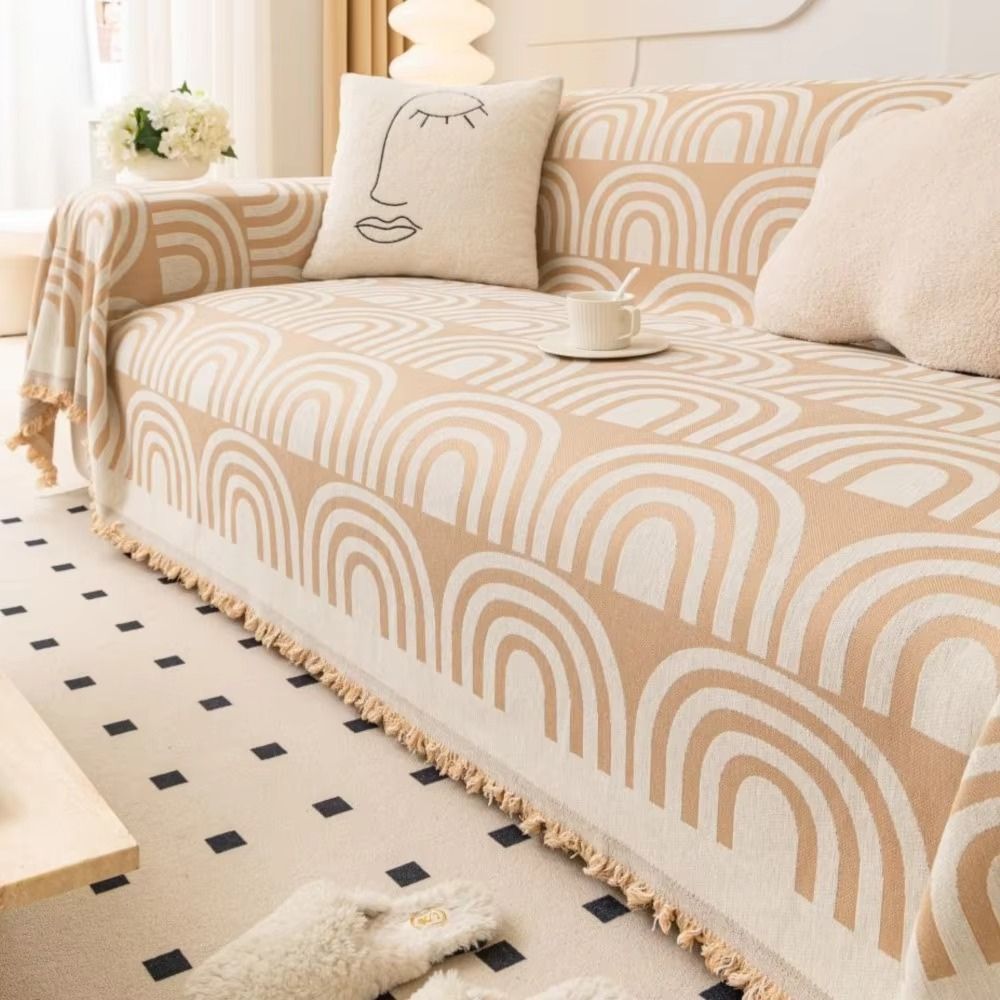 Symmetrical Half-Arch Chenille Sofa Cover