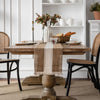 Table runner – 100% polyester – Rustic white and brown striped – Perfect for dining tables