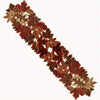 Table runner – Embroidered autumn maple leaf – Flocked brown – Rustic farmhouse design – Perfect for Thanksgiving