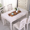 Table runner – Embroidered autumn maple leaf – Flocked brown – Rustic farmhouse design – Perfect for Thanksgiving