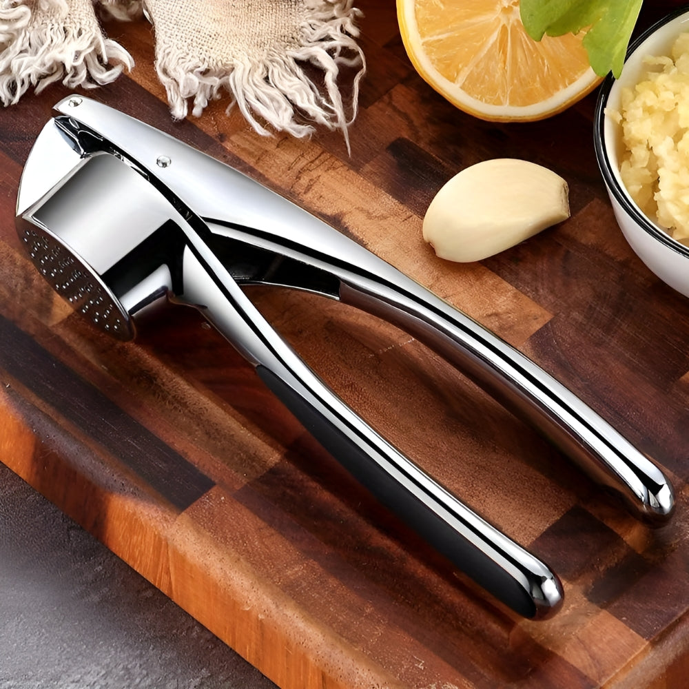 Minimalist Stainless Garlic Squeezer with Non-Slip Handle