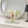 Three-Tier Iron Bookshelf Organizer, Silver - Modern Design for Home and Office Storage, 9.4 x 5.1 x 6.1 Inches