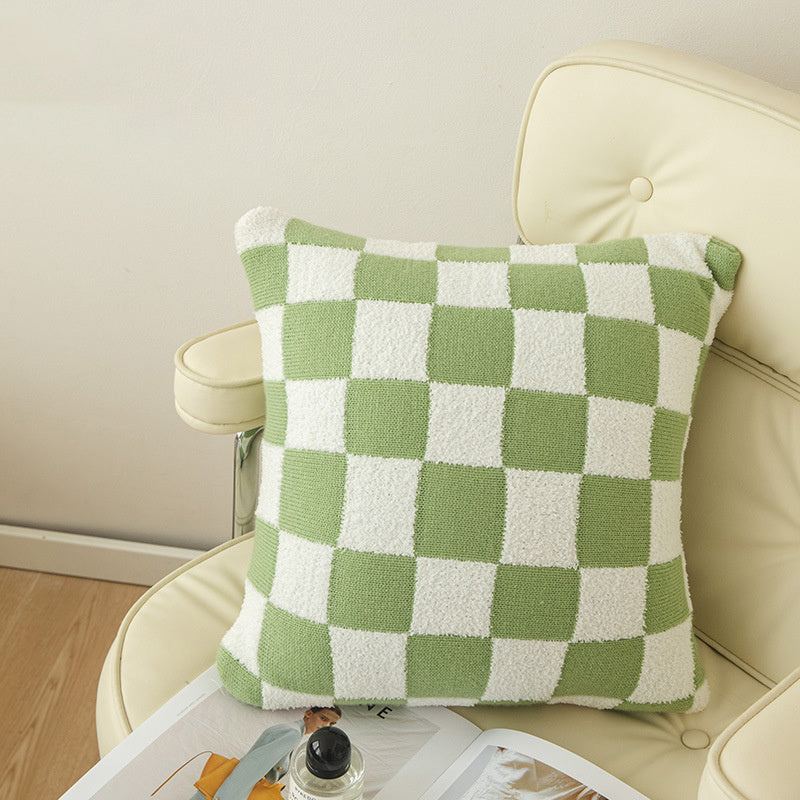Throw Pillow Cover – Checkerboard Pattern – Soft Polyester-Cotton Blend – Fits 18x18 Pillow Inserts