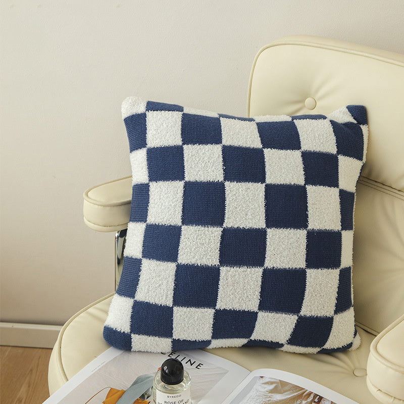 Throw Pillow Cover – Checkerboard Pattern – Soft Polyester-Cotton Blend – Fits 18x18 Pillow Inserts