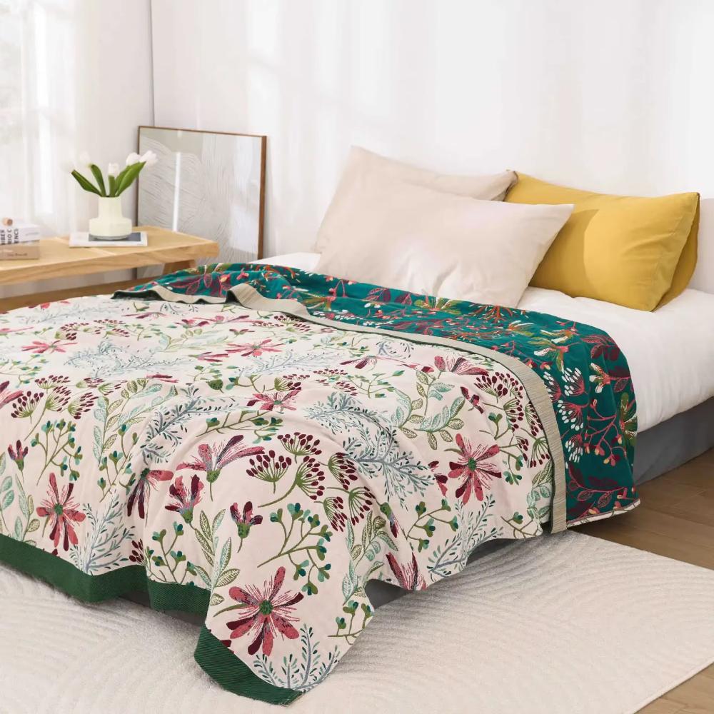 Throw blanket – 100% organic cotton – Soft 4-layer gauze – Cozy indoor and outdoor accessory
