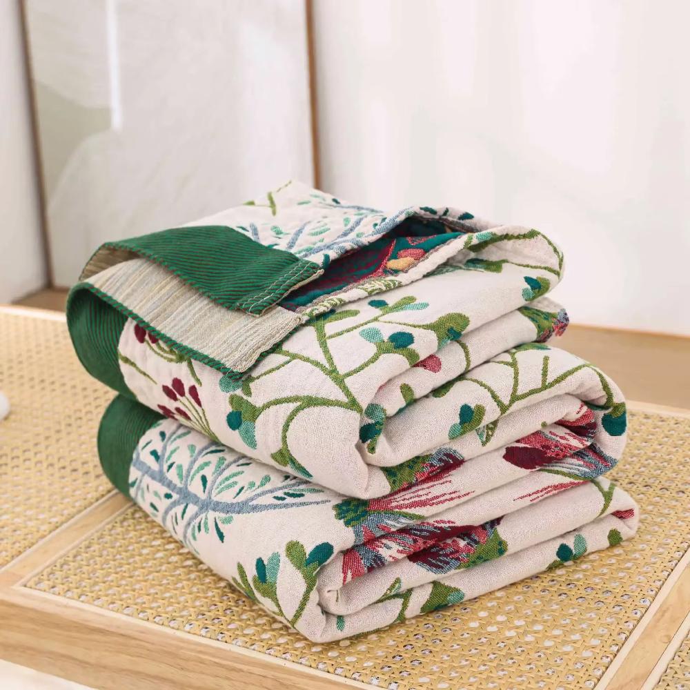 Throw blanket – 100% organic cotton – Soft 4-layer gauze – Cozy indoor and outdoor accessory