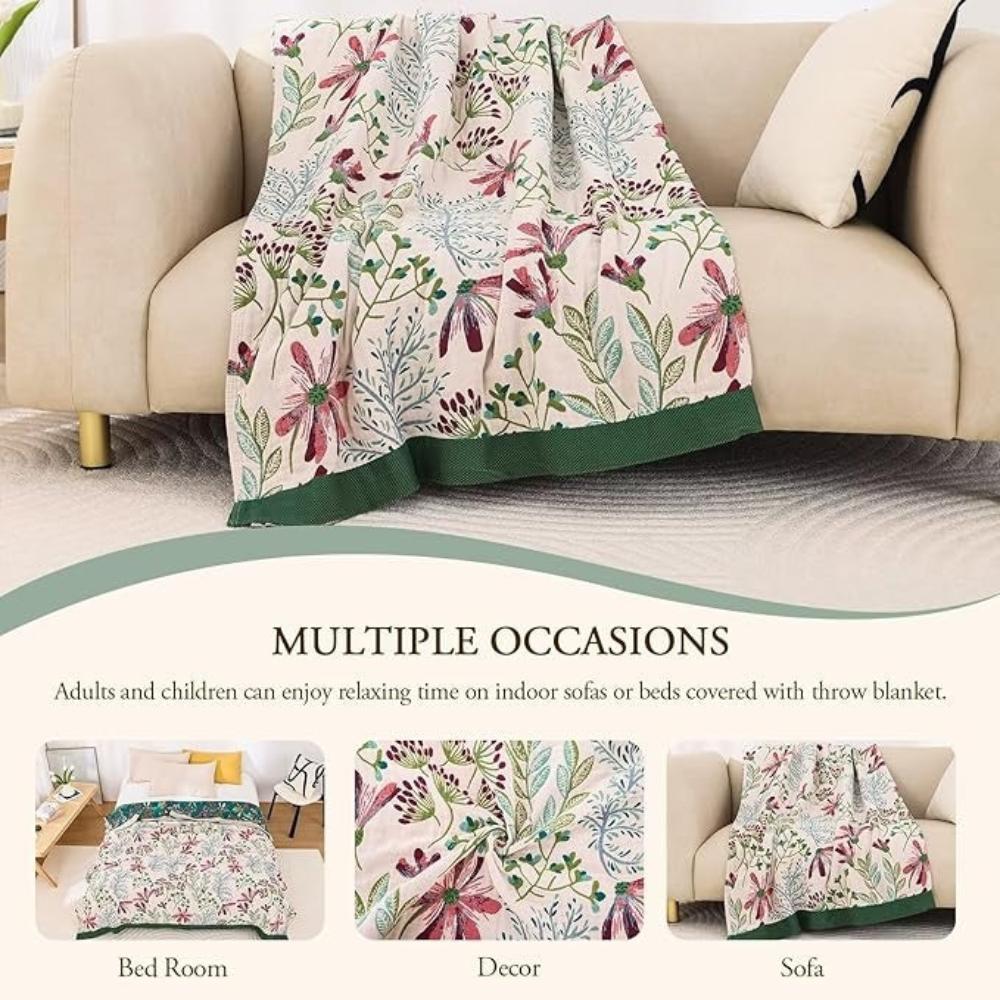 Throw blanket – 100% organic cotton – Soft 4-layer gauze – Cozy indoor and outdoor accessory