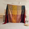 Throw blanket – Soft chenille – Large boho plaid design – Cozy couch cover with tassels – Fall colors