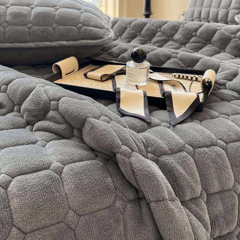 Throw blanket – Soft fabric – Modern square texture – Cozy home accessory