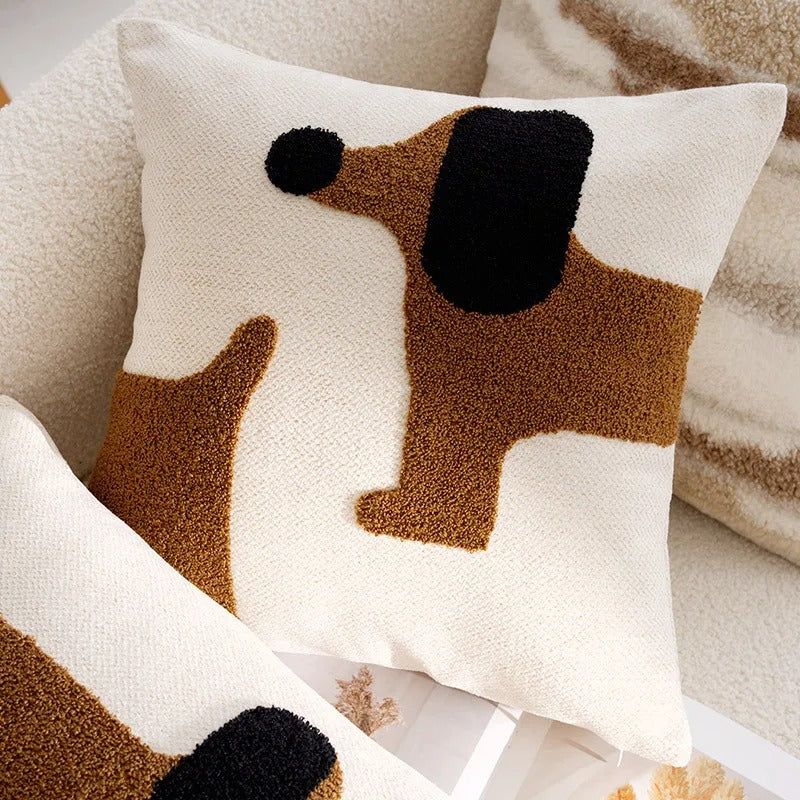 Throw pillow cover – 100% polyester – Cute embroidered animal design – Cozy home accessory – 17.7 x 17.7 in
