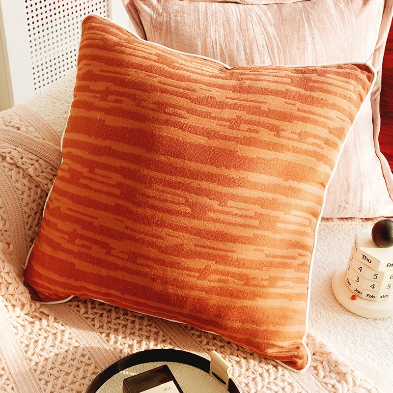 Throw pillow cover – Soft fabric – Pink retro design – Decorative home accent for living room