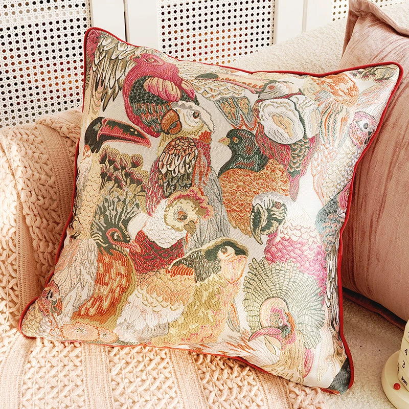 Throw pillow cover – Soft fabric – Pink retro design – Decorative home accent for living room