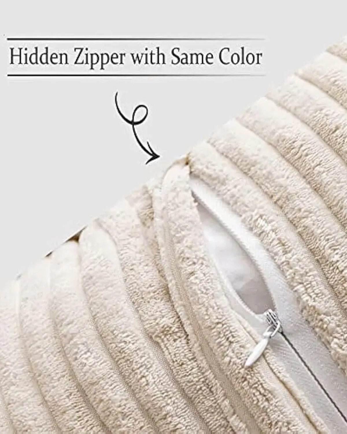 Throw pillow cover – Soft striped ribbed velvet – Neutral tones – Decorative accent for living room or bedroom