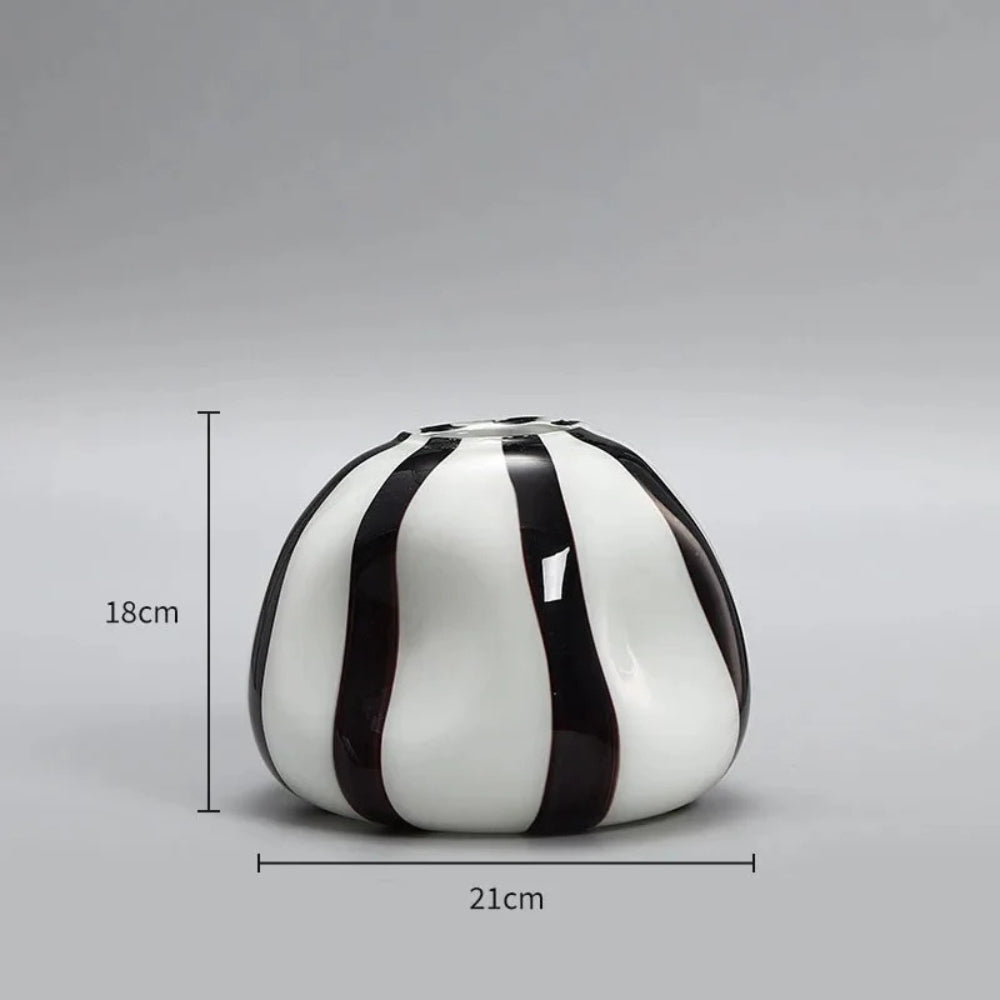 Thurid Glass Striped Pumpkin Vase